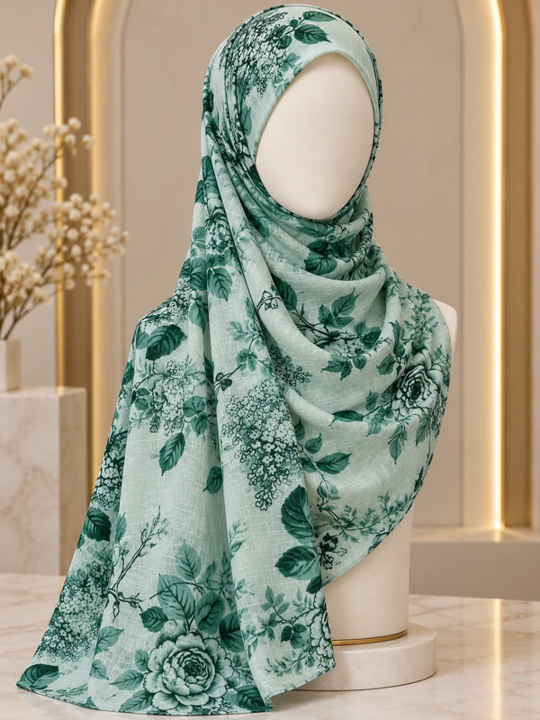 Mint Green - Premium Printed Lawan Hijab